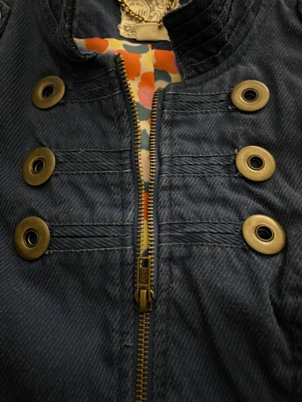 TULLE for Anthropologie Navy Button-Accent Peplum Military Jacket - Picture 3 of 8